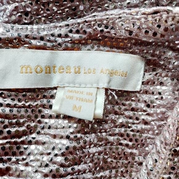 Monteau Los Angeles Rose Gold Shimmer Blouse Size M - Picture 11 of 11